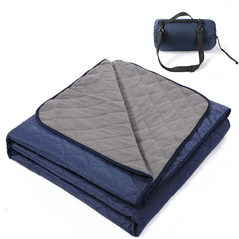 Ultrasonic Quilted Outdoor Camping Blanket, Waterproof Windproof Fleece Blanket with Carry Bag