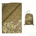 Multicam Camo Packable Puffy Camping Blanket, Reversible Quilted Outdoor Throw with Camo Storage Sack