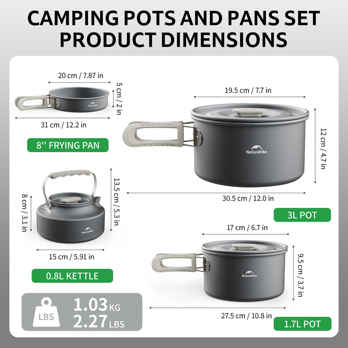 TrailCook™ Camping Aluminum Cookset