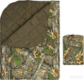 Realtree Style Tree Camo Packable Puffy Camping Blanket, Reversible Brown Wave Quilted Outdoor Throw with Camo Storage Sack